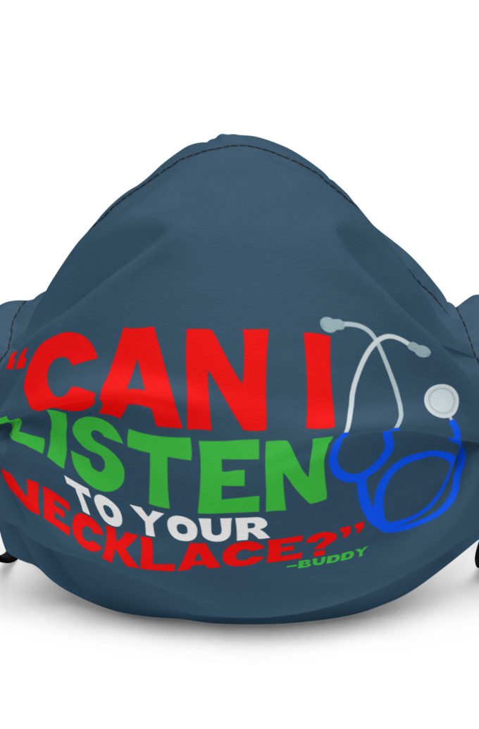 Can I listen to your necklace? Buddy the Elf, Elf Premium face mask